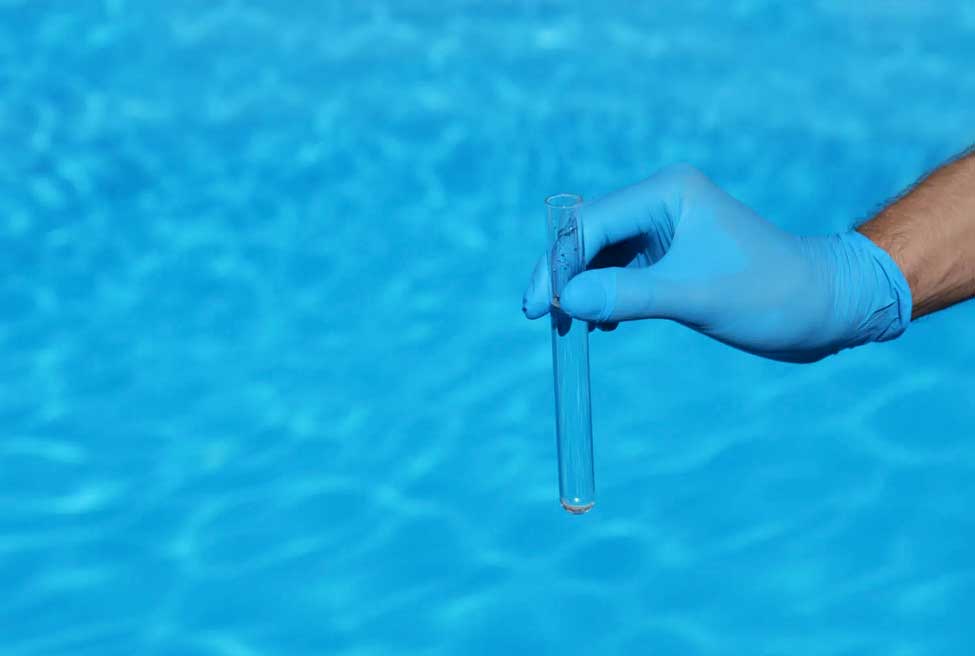 swimming pool water being tested